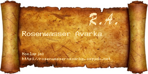 Rosenwasser Avarka névjegykártya